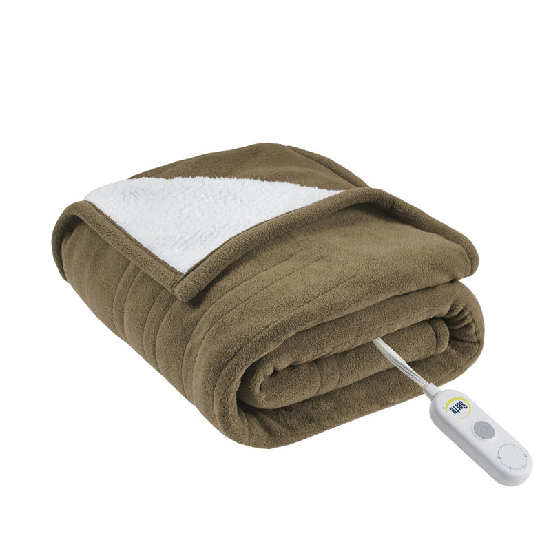 Serta Fleece to Sherpa Heated Throw & Reviews Wayfair